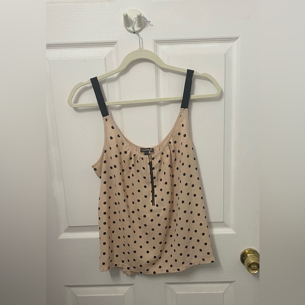 Express Nude Top with black polka dots